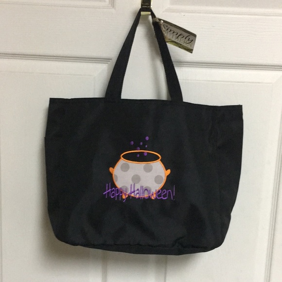 Happy Halloween Embroidered Cauldron Tote Bag - Picture 1 of 7